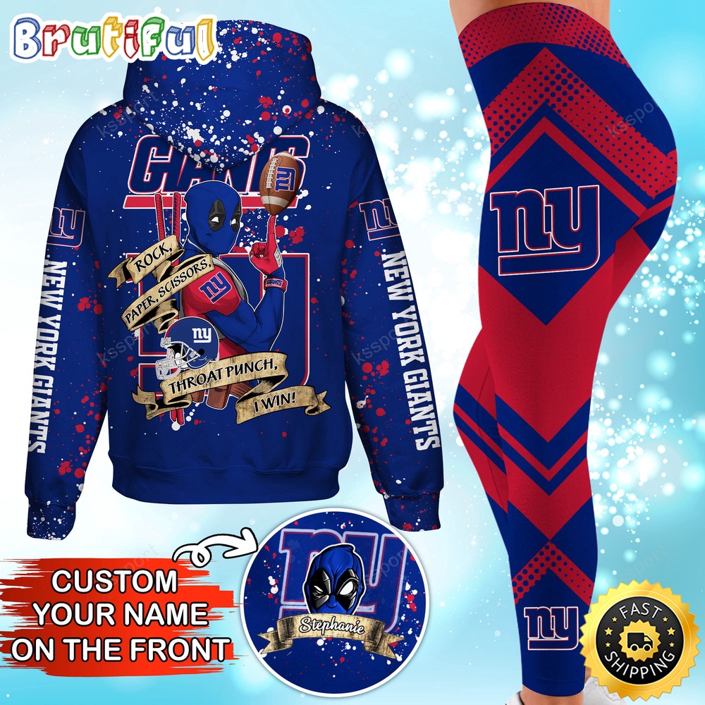Custom NFL New York Giants Hoodie Leggings Rock Paper Scissors Throat Punch I Win Hoodie
