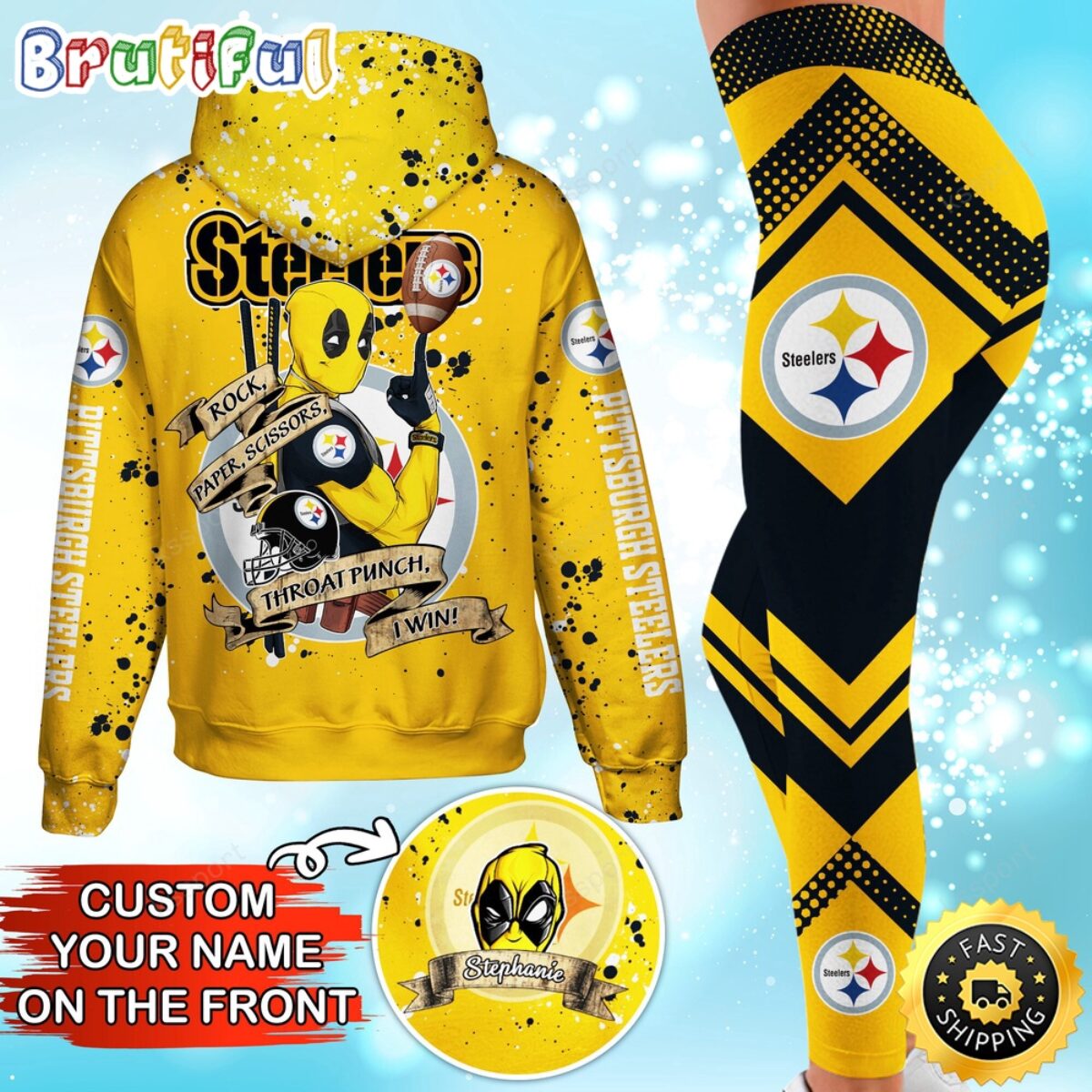 Custom NFL Pittsburgh Steelers Hoodie Leggings Rock Paper