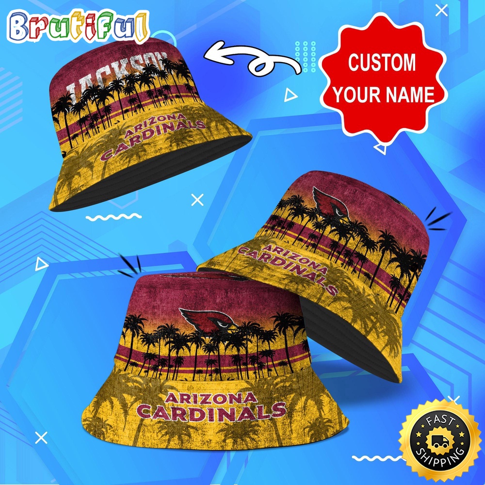 Customized NFL Arizona Cardinals Bucket Hat Palm Tree NFL Bucket Hat