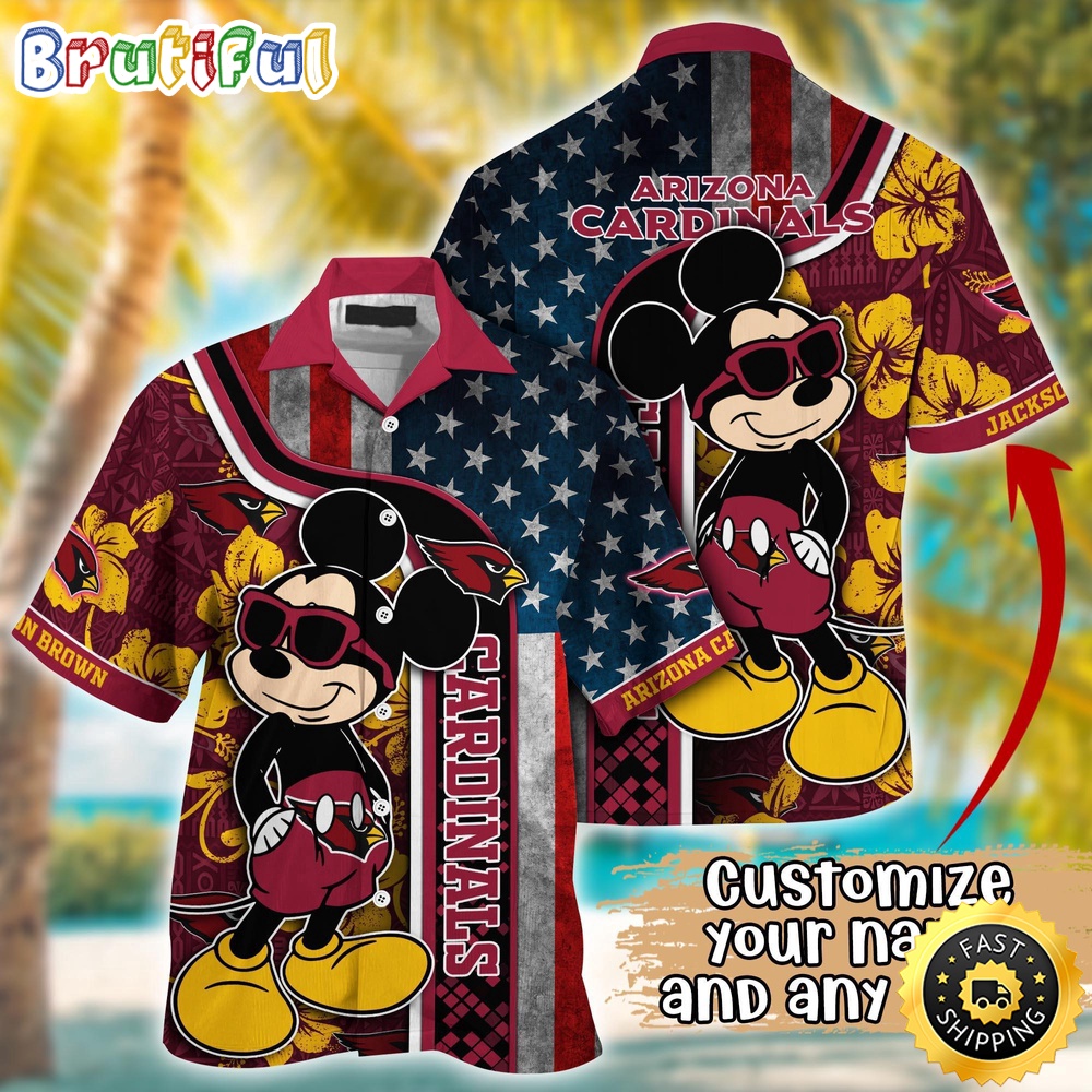 Customized NFL Arizona Cardinals Hawaiian Shirt Mickey Mouse Tropical Shirt