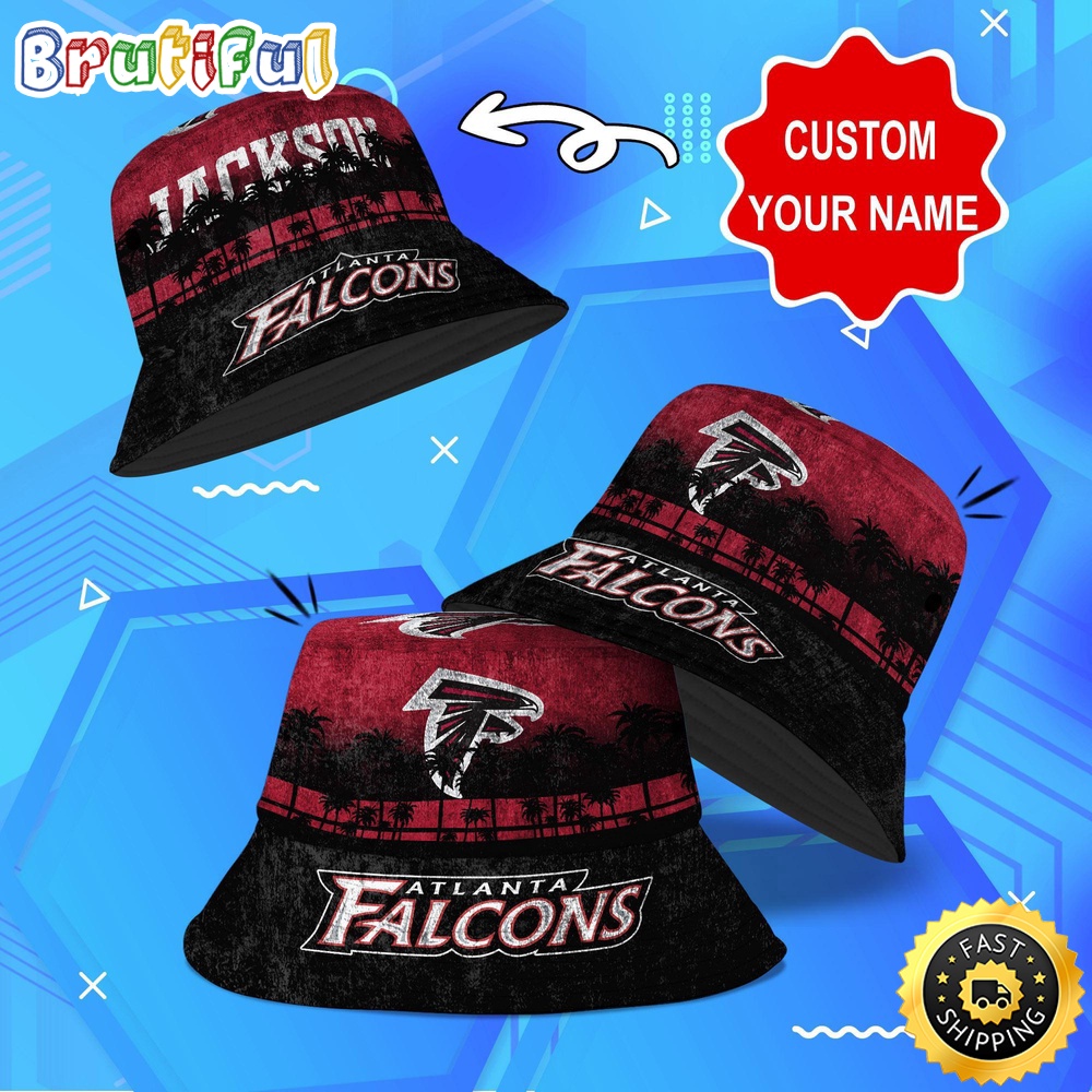 Customized NFL Atlanta Falcons Bucket Hat Palm Tree NFL Bucket Hat