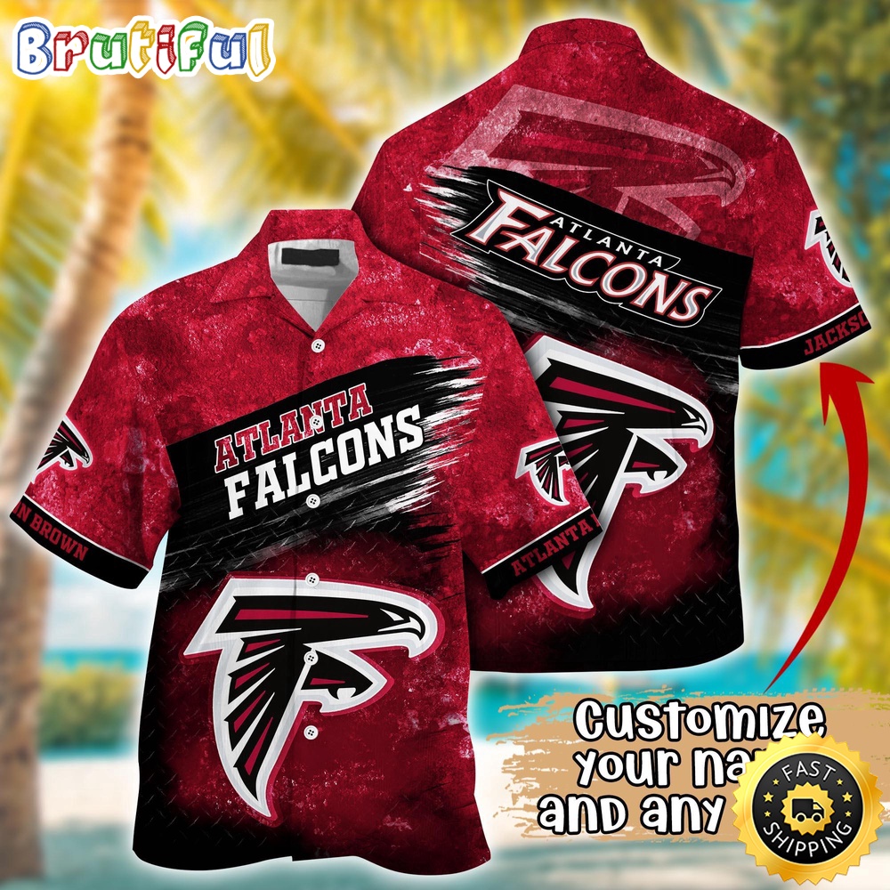 Customized NFL Atlanta Falcons Hawaiian Shirt Metal Pattern Aloha Shirt