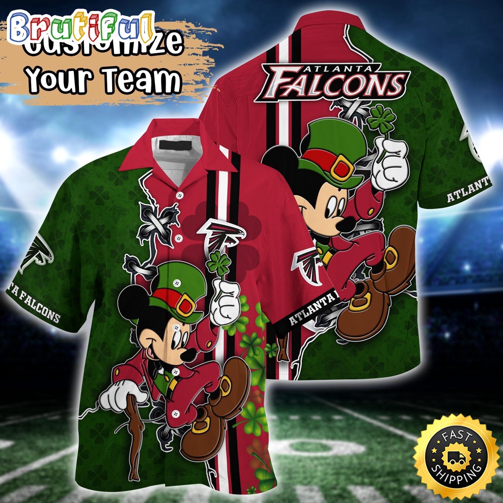 Customized NFL Atlanta Falcons Hawaiian Shirt Mickey Mouse Saint Patricks Day Hawaii Shirt