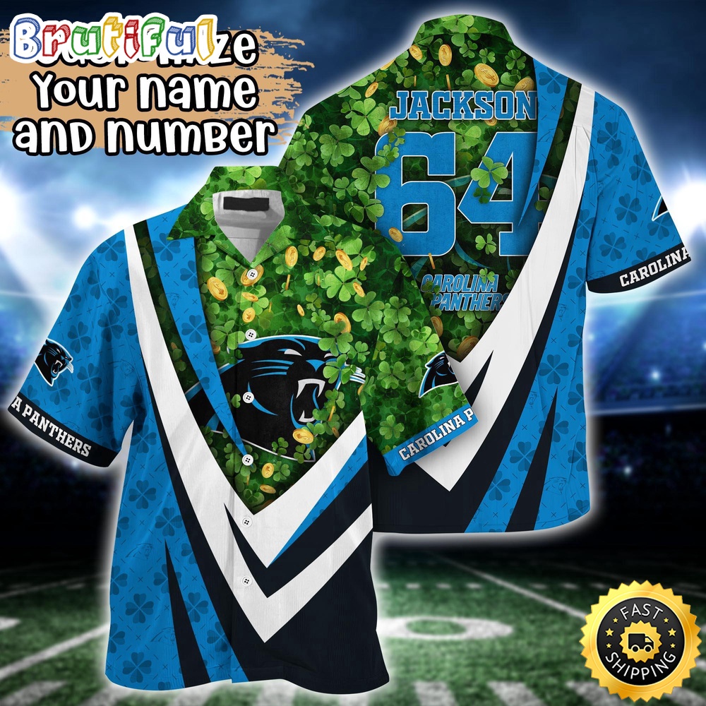 Customized NFL Carolina Panthers Hawaii Shirt St Patricks Day Aloha Shirt