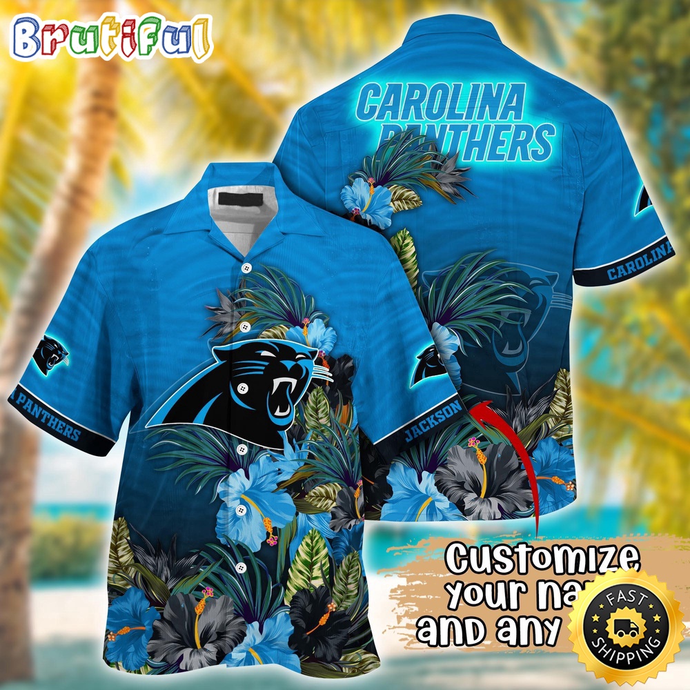 Customized NFL Carolina Panthers Hawaii Shirt Tropical Flower Aloha Shirt