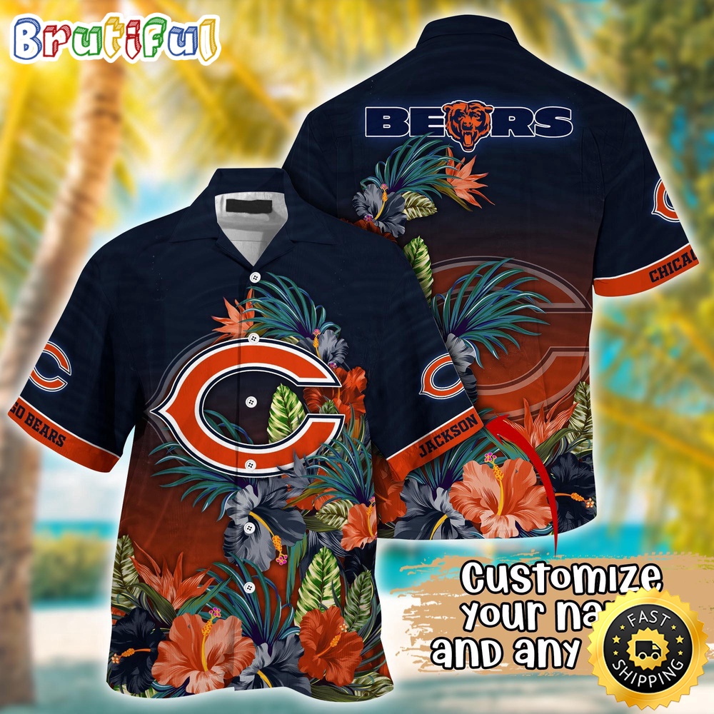 Customized NFL Chicago Bears Hawaii Shirt Tropical Flower Aloha Shirt