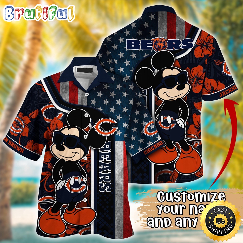 Customized NFL Chicago Bears Hawaiian Shirt Mickey Mouse Tropical Shirt