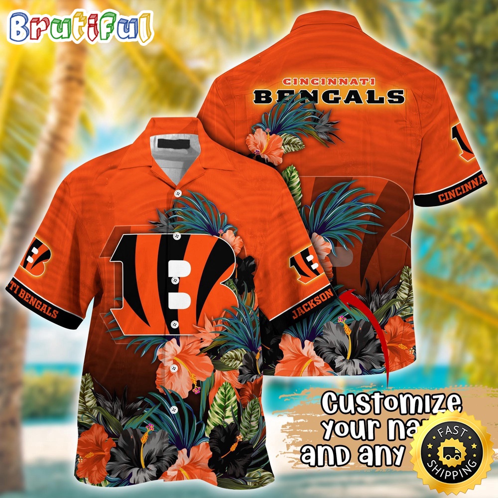 Customized NFL Cincinnati Bengals Hawaii Shirt Tropical Flower Aloha Shirt
