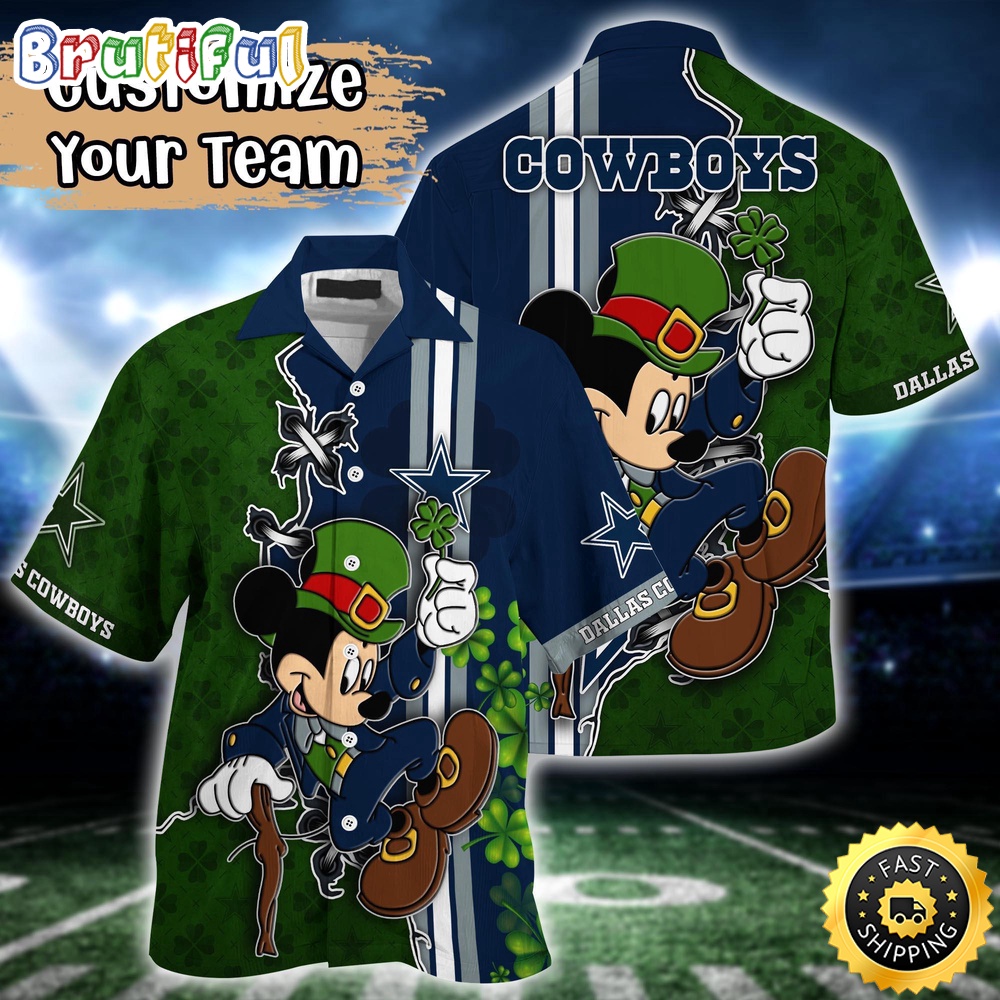 Customized NFL Dallas Cowboys Hawaiian Shirt Mickey Mouse Saint Patricks Day Hawaii Shirt