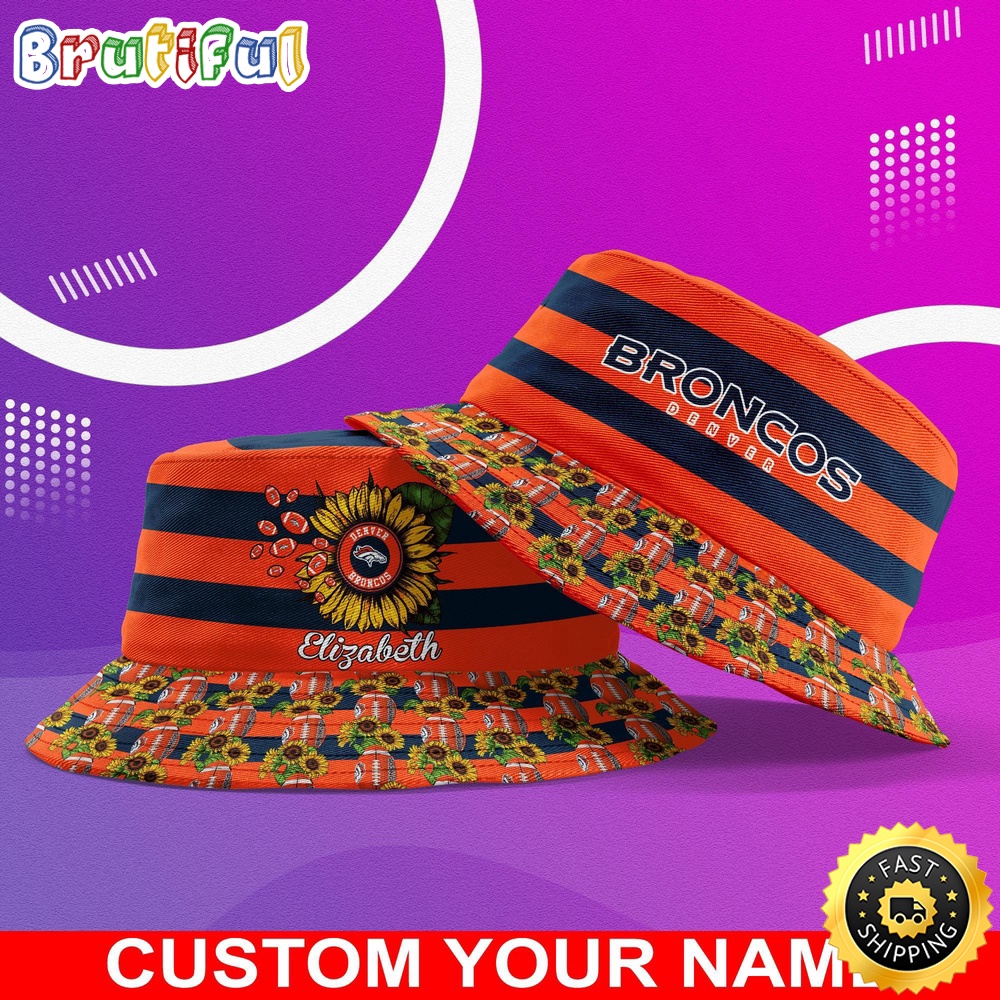 Customized NFL Denver Broncos Bucket Hat Sunflower NFL Bucket Hat