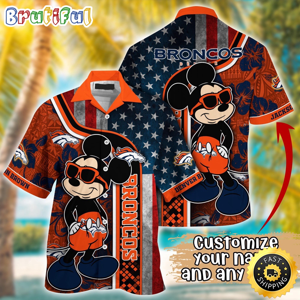 Customized NFL Denver Broncos Hawaiian Shirt Mickey Mouse Tropical Shirt