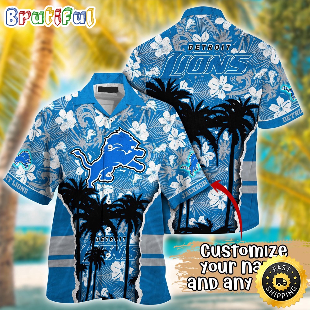 Customized NFL Detroit Lions Hawaii Shirt Palm Tree Aloha Shirt