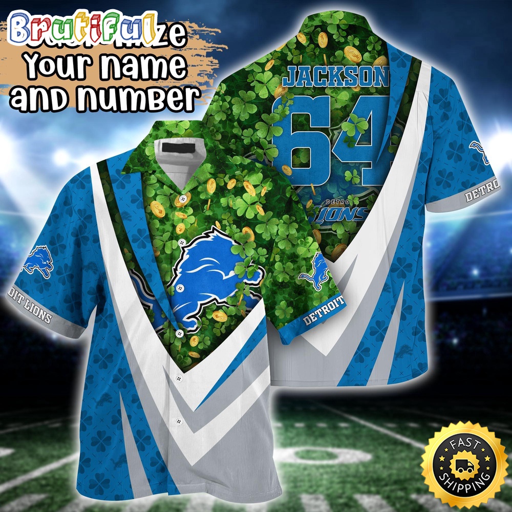 Customized NFL Detroit Lions Hawaii Shirt St Patricks Day Aloha Shirt