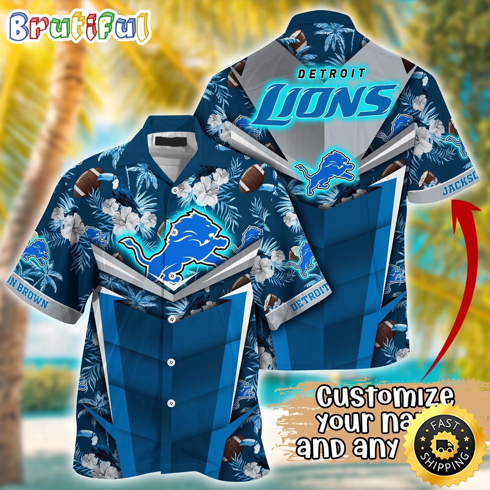 Customized NFL Detroit Lions Hawaiian Shirt Summer Football Aloha Shirt For Fans