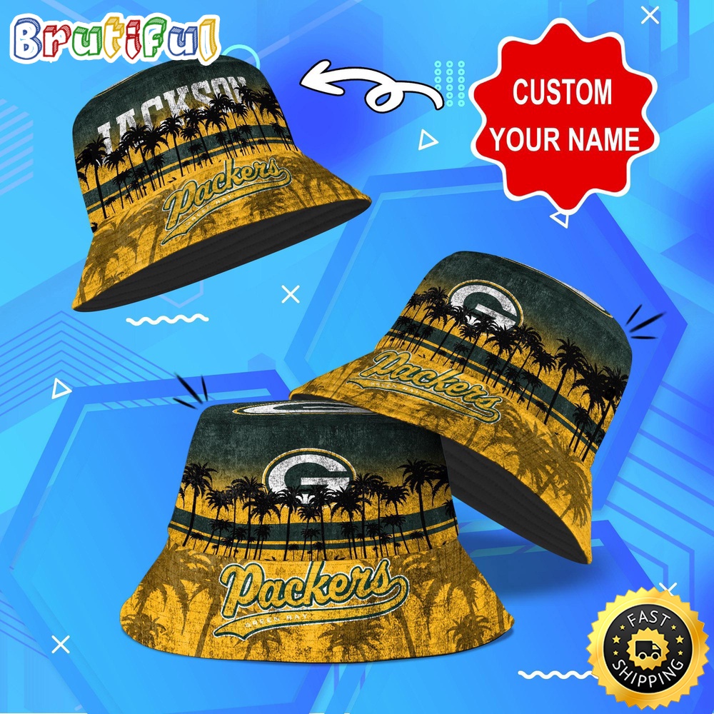 Customized NFL Green Bay Packers Bucket Hat Palm Tree NFL Bucket Hat