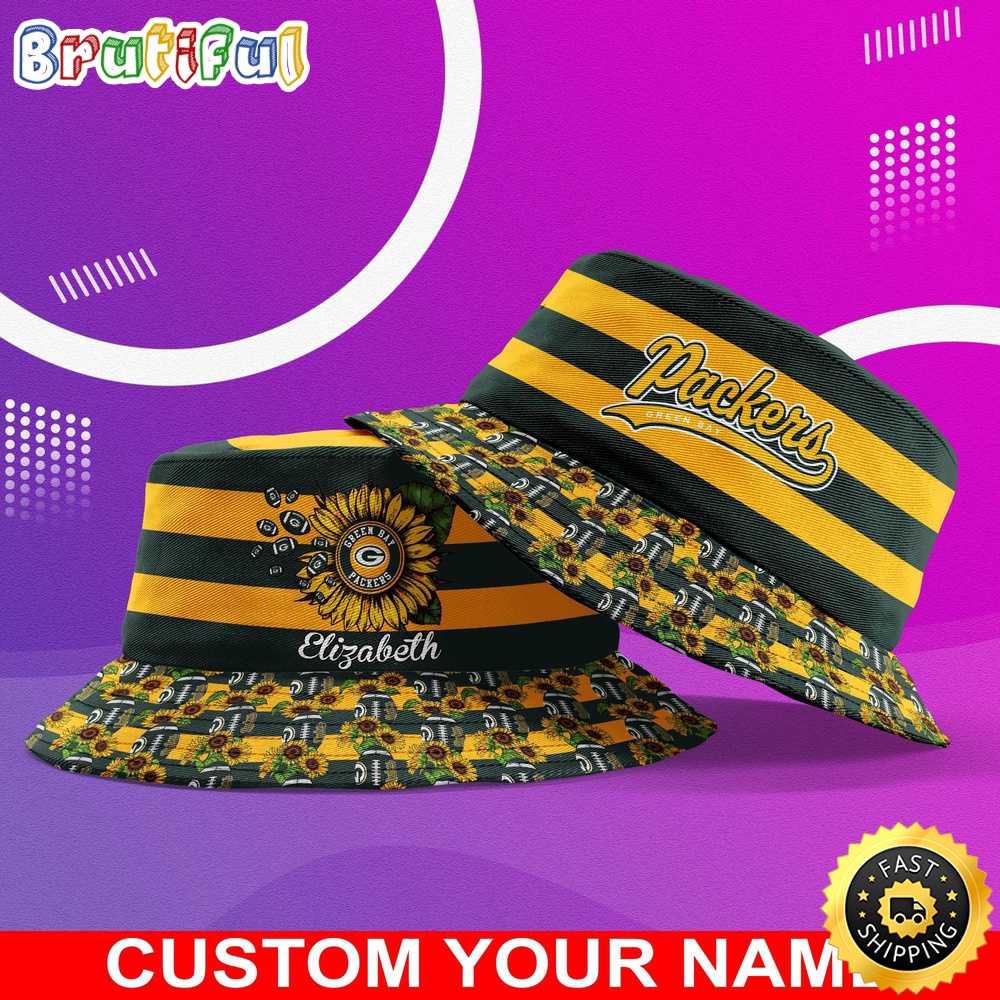 Customized NFL Green Bay Packers Bucket Hat Sunflower NFL Bucket Hat