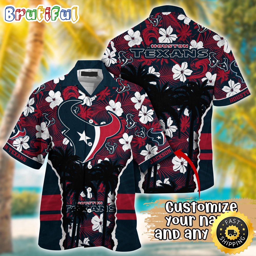 Customized NFL Houston Texans Hawaii Shirt Palm Tree Aloha Shirt