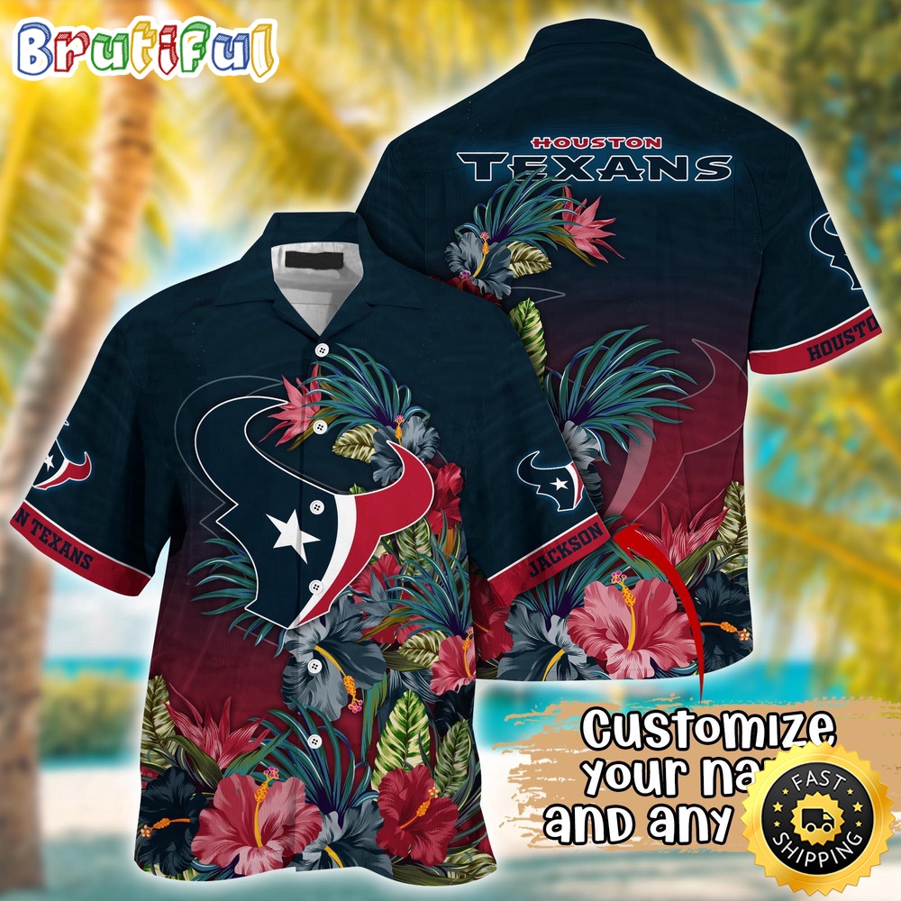 Customized NFL Houston Texans Hawaii Shirt Tropical Flower Aloha Shirt
