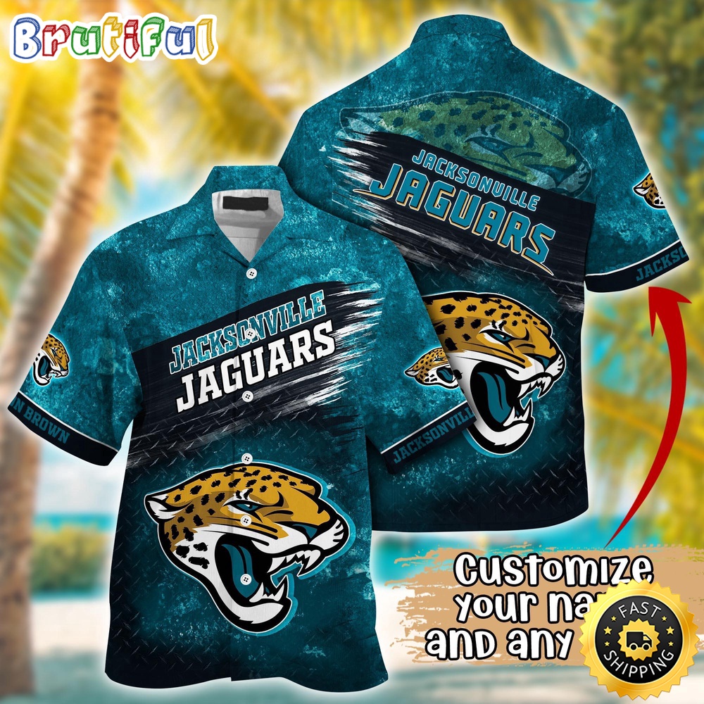 Customized NFL Jacksonville Jaguars Hawaiian Shirt Metal Pattern Aloha Shirt
