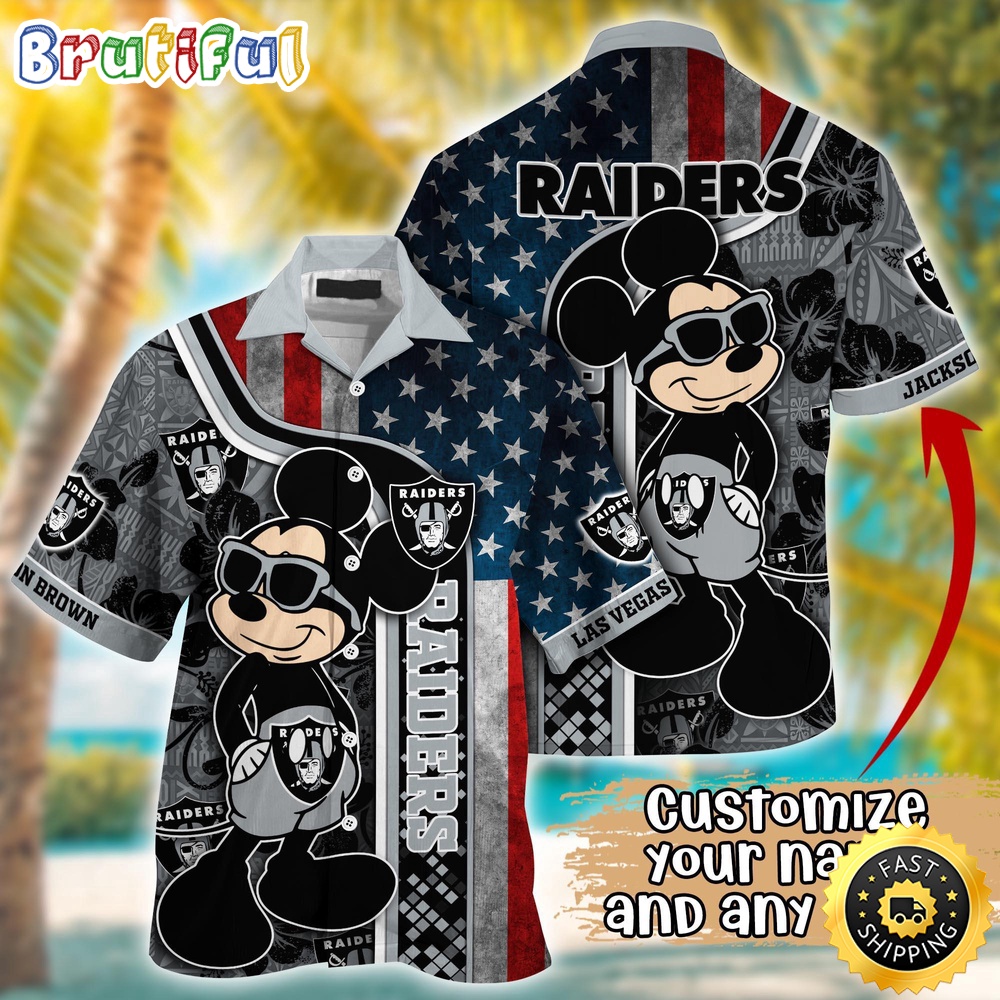 Customized NFL Las Vegas Raiders Hawaiian Shirt Mickey Mouse Tropical Shirt