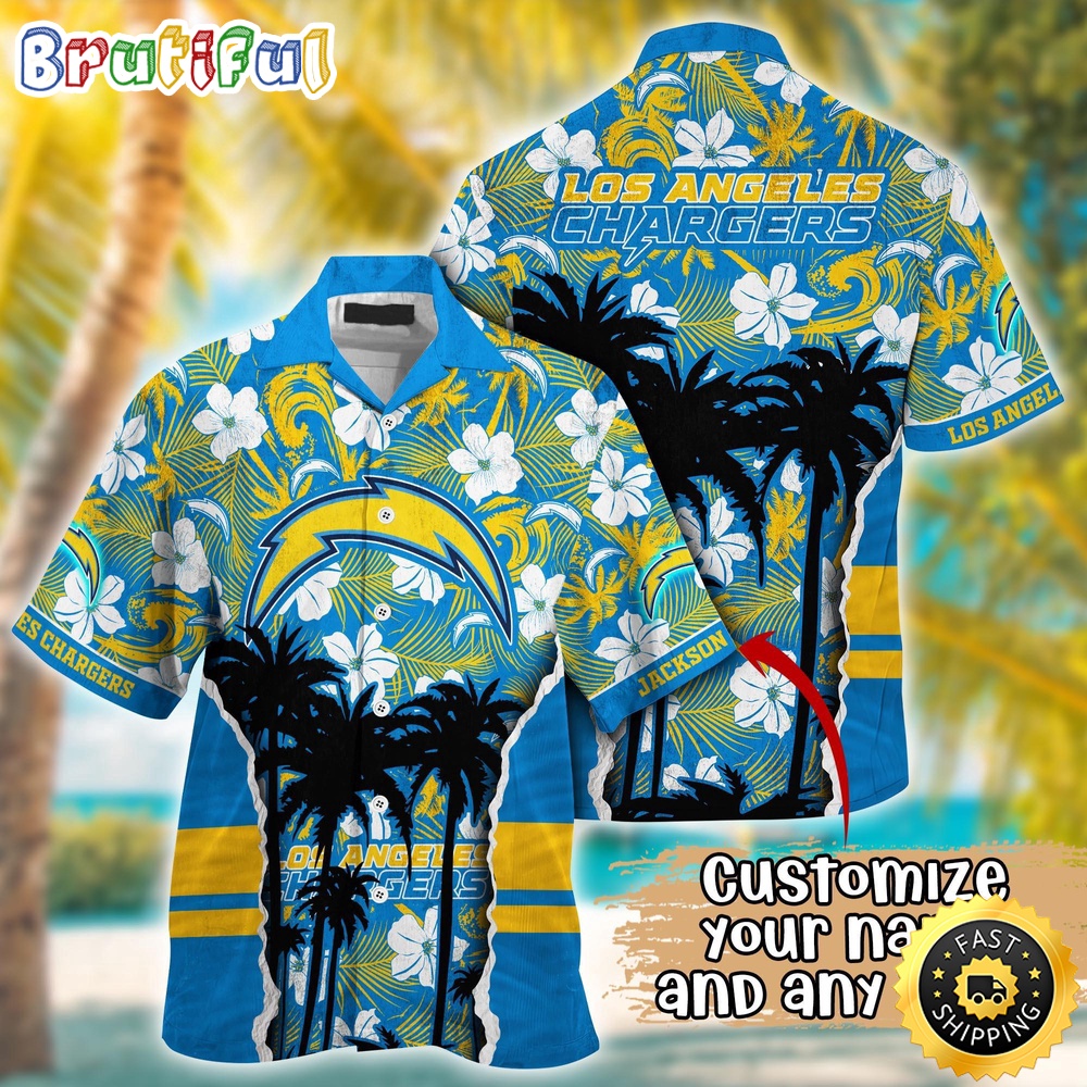 Customized NFL Los Angeles Chargers Hawaii Shirt Palm Tree Aloha Shirt