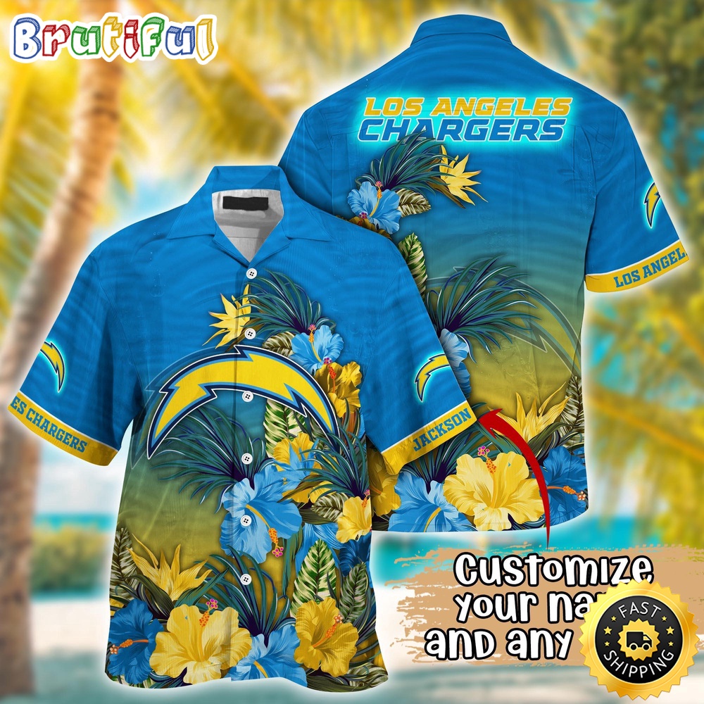 Customized NFL Los Angeles Chargers Hawaii Shirt Tropical Flower Aloha Shirt