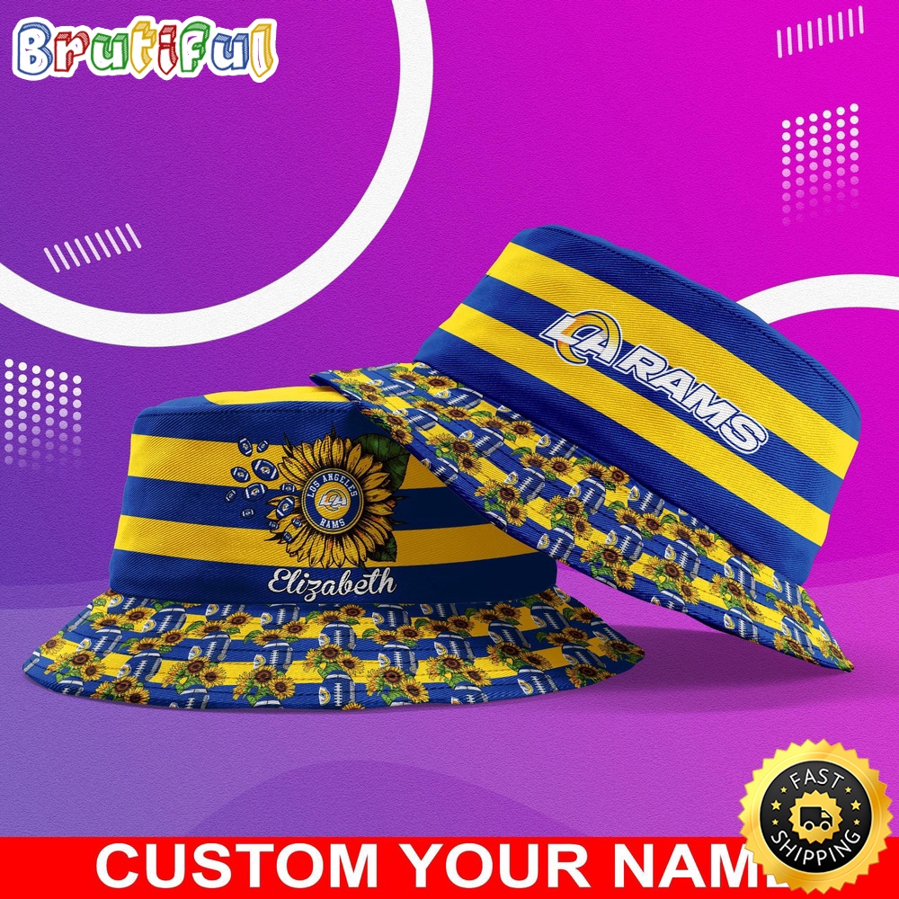 Customized NFL Los Angeles Rams Bucket Hat Sunflower NFL Bucket Hat