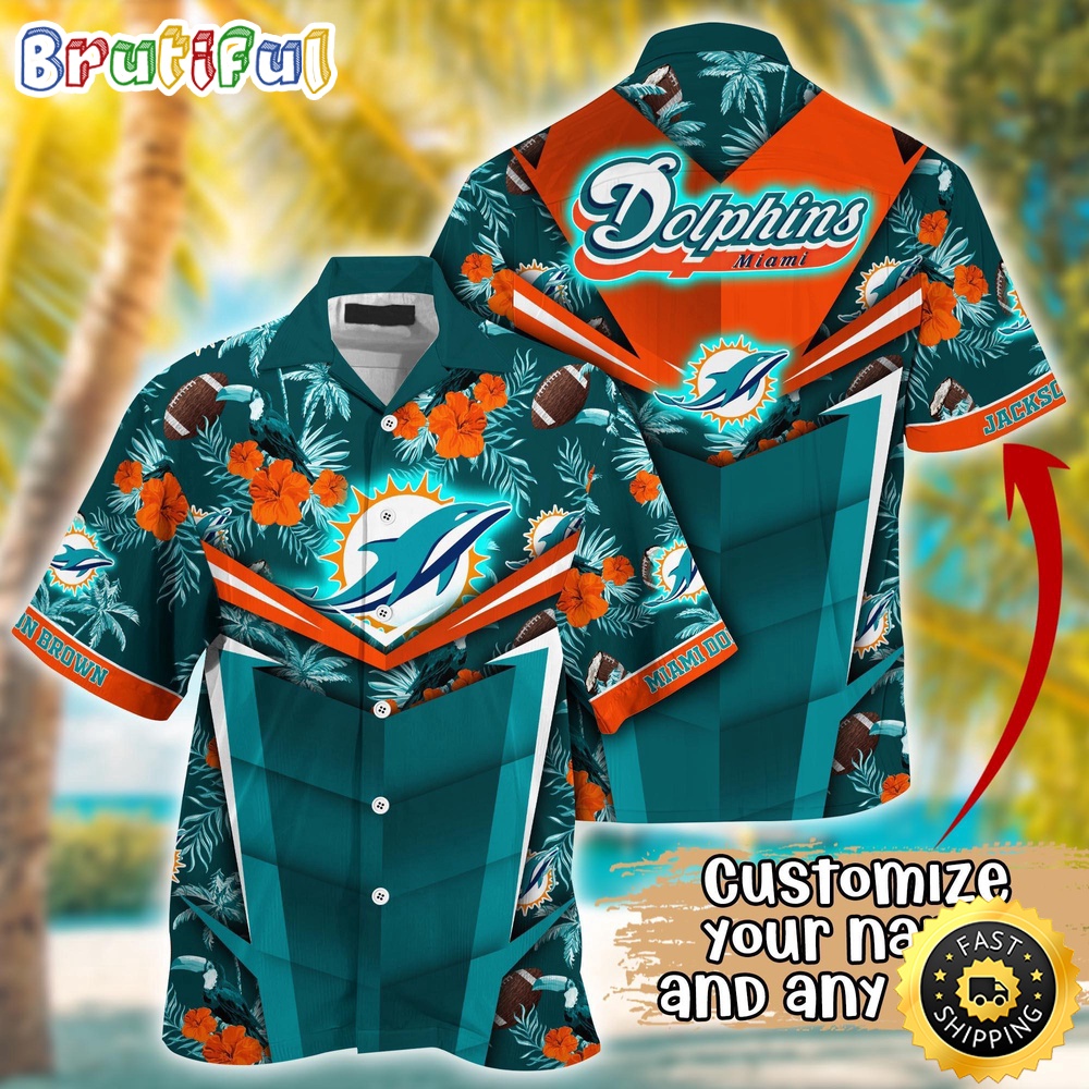 Customized NFL Miami Dolphins Hawaiian Shirt Summer Football Aloha Shirt For Fans