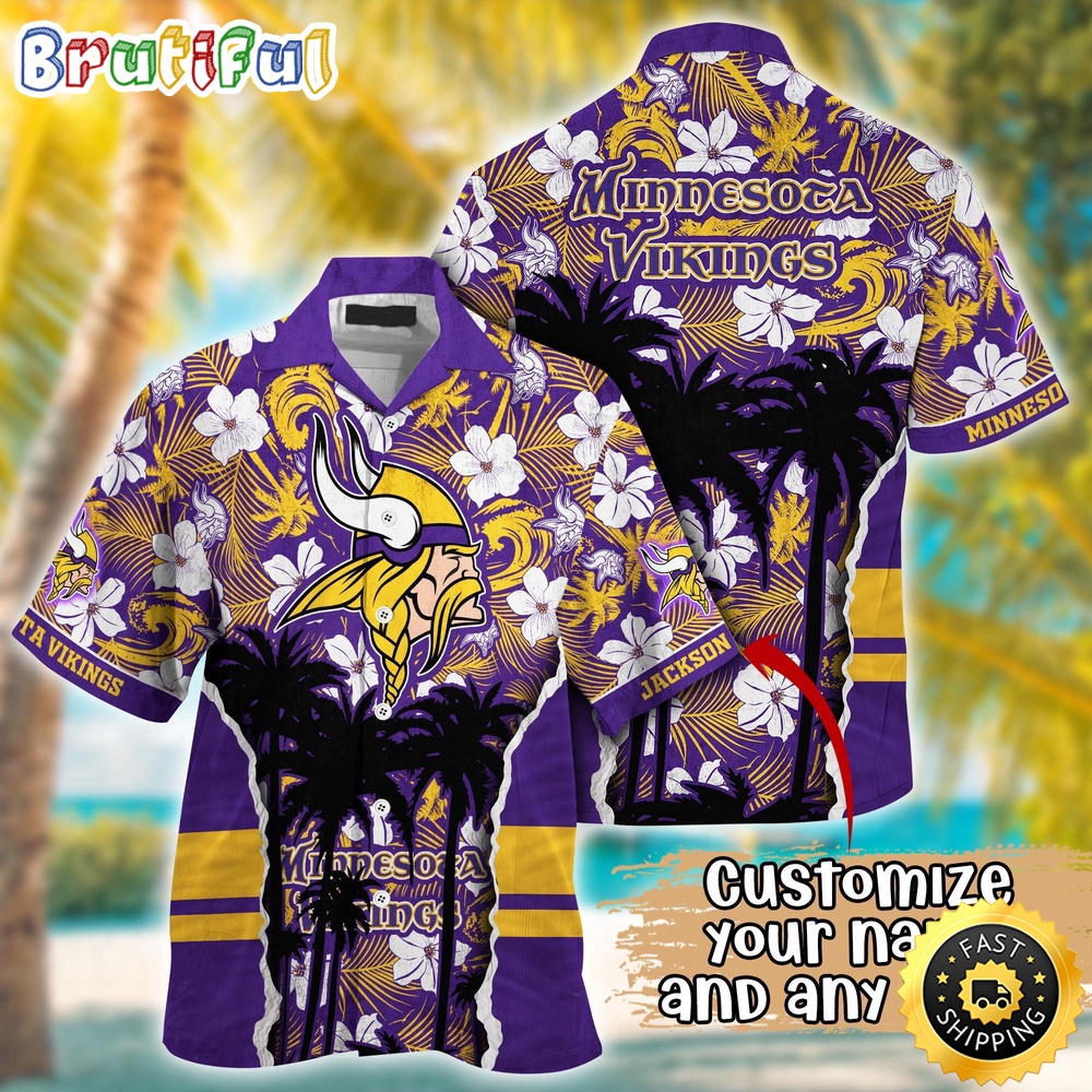Customized NFL Minnesota Vikings Hawaii Shirt Palm Tree Aloha Shirt