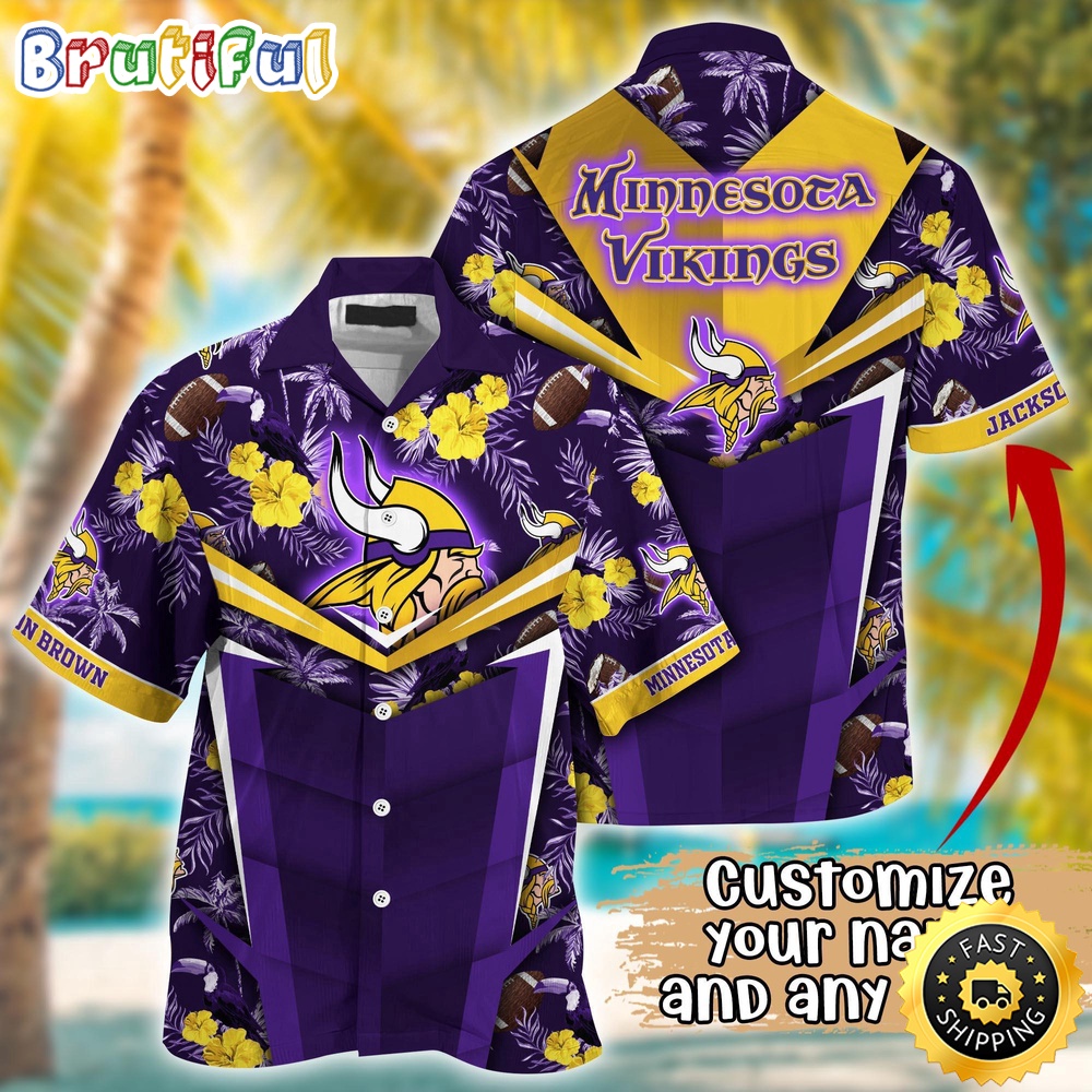 Customized NFL Minnesota Vikings Hawaiian Shirt Summer Football Aloha Shirt For Fans