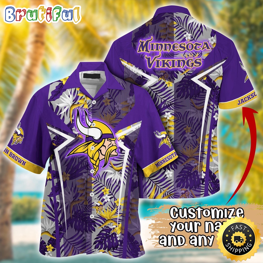 Customized NFL Minnesota Vikings Hawaiian Shirt Summer Football Tropical Shirt