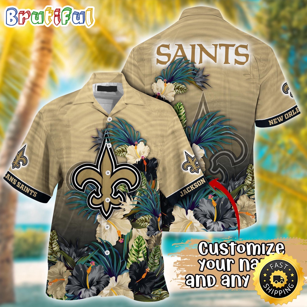 Customized NFL New Orleans Saints Hawaii Shirt Tropical Flower Aloha Shirt