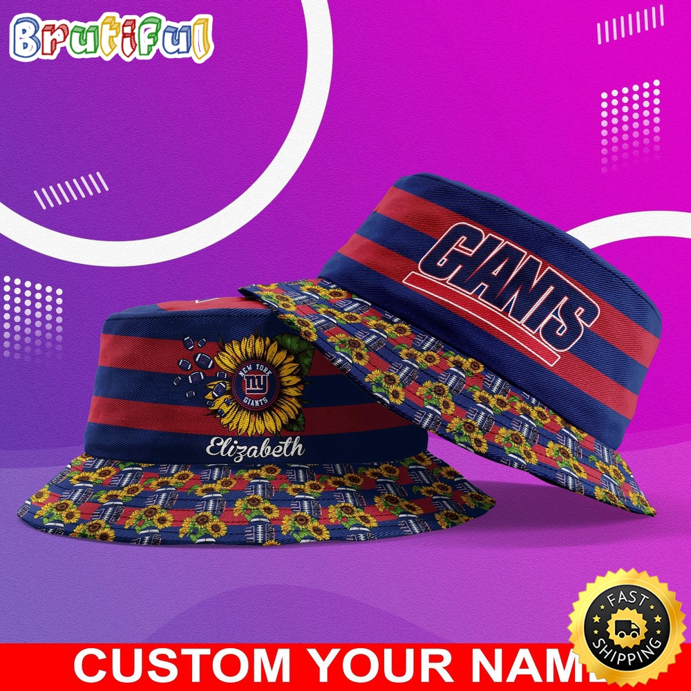 Customized NFL New York Giants Bucket Hat Sunflower NFL Bucket Hat
