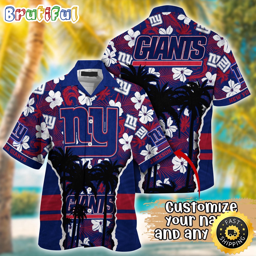 Customized NFL New York Giants Hawaii Shirt Palm Tree Aloha Shirt