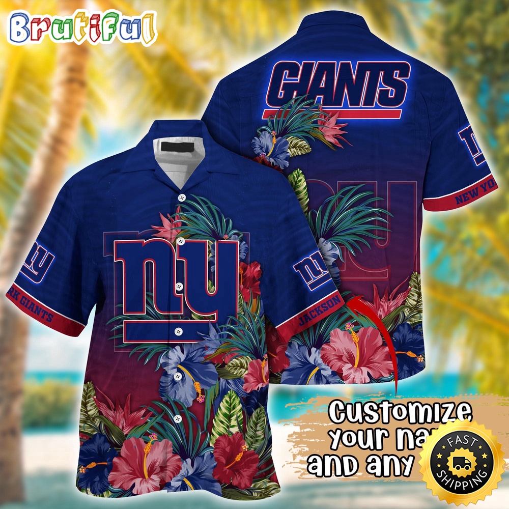 Customized NFL New York Giants Hawaii Shirt Tropical Flower Aloha Shirt