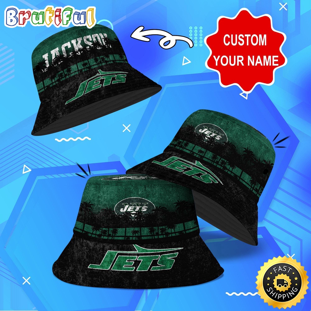 Customized NFL New York Jets Bucket Hat Palm Tree NFL Bucket Hat
