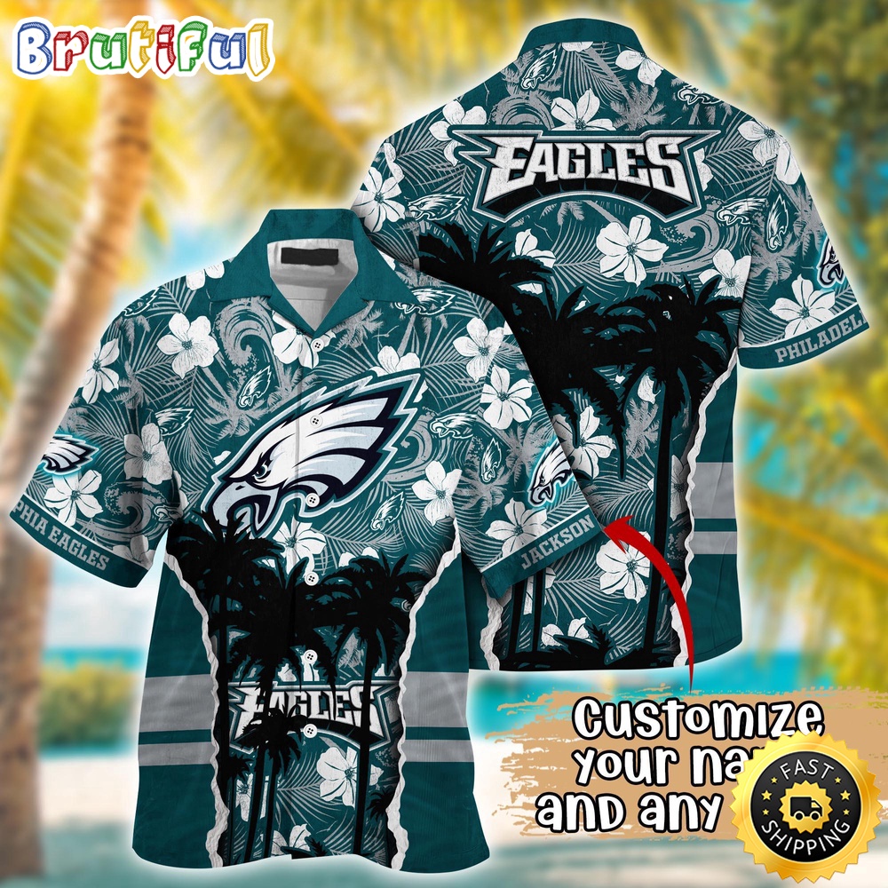 Customized NFL Philadelphia Eagles Hawaii Shirt Palm Tree Aloha Shirt