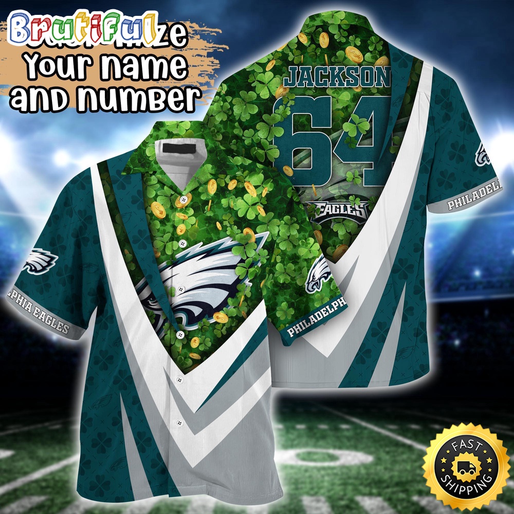 Customized NFL Philadelphia Eagles Hawaii Shirt St Patricks Day Aloha Shirt