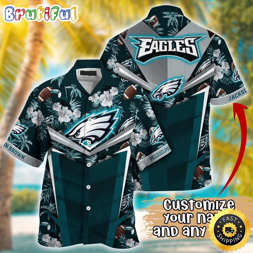 Customized NFL Philadelphia Eagles Hawaiian Shirt Summer Football Aloha Shirt For Fans