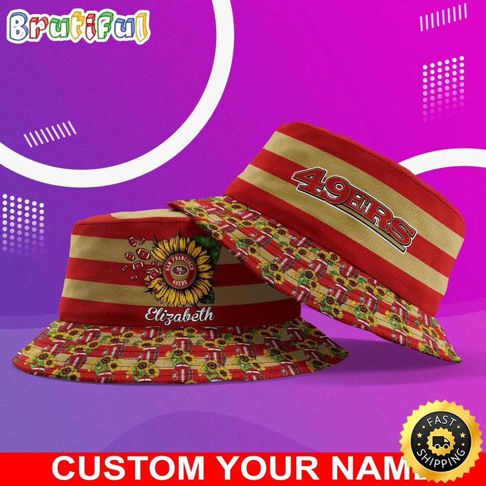 Customized NFL San Francisco 49ers Bucket Hat Sunflower NFL Bucket Hat