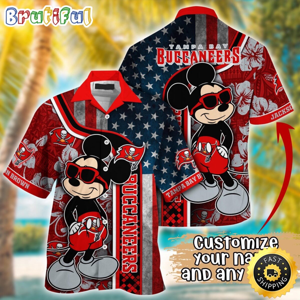 Customized NFL Tampa Bay Buccaneers Hawaiian Shirt Mickey Mouse