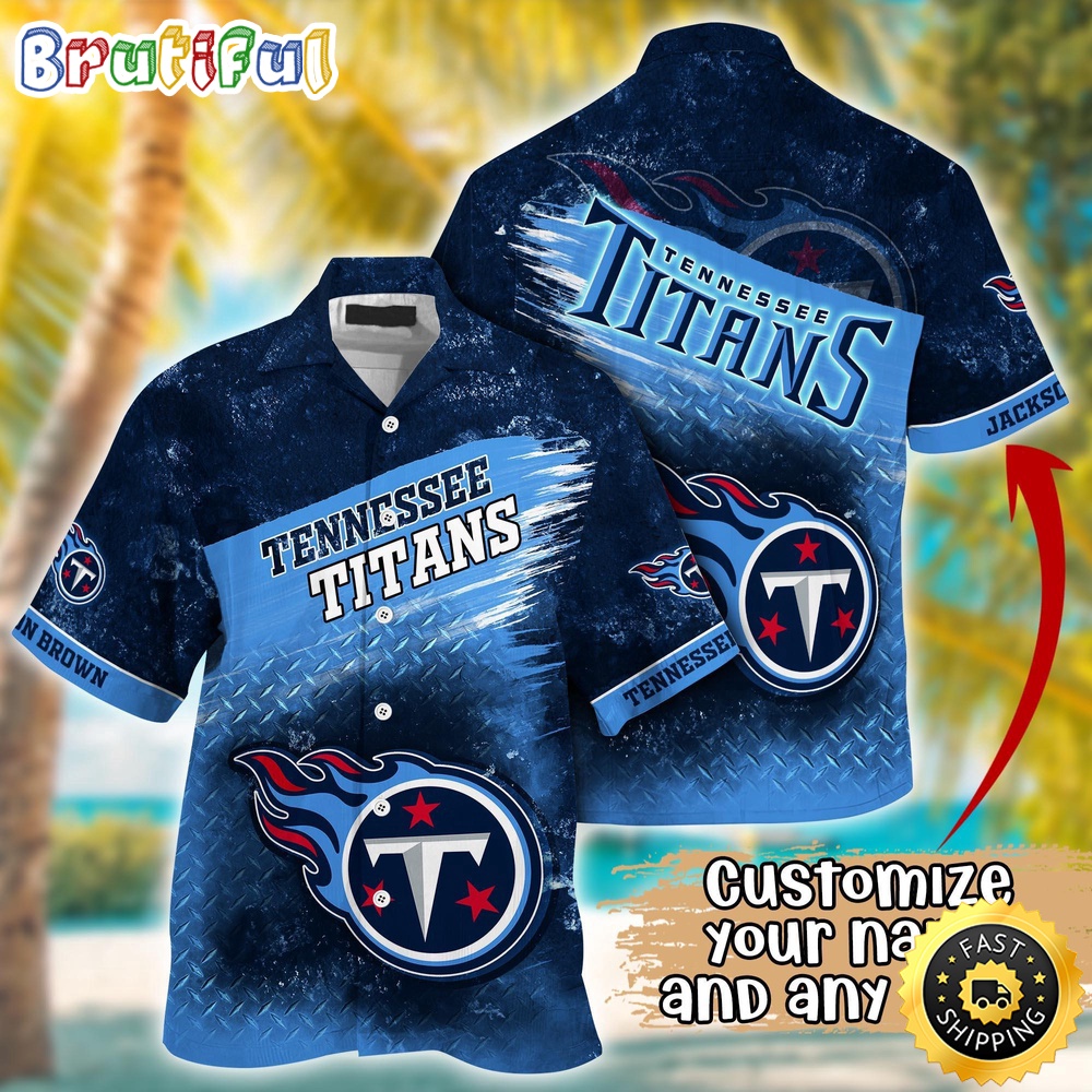 Customized NFL Tennessee Titans Hawaiian Shirt Metal Pattern Aloha Shirt
