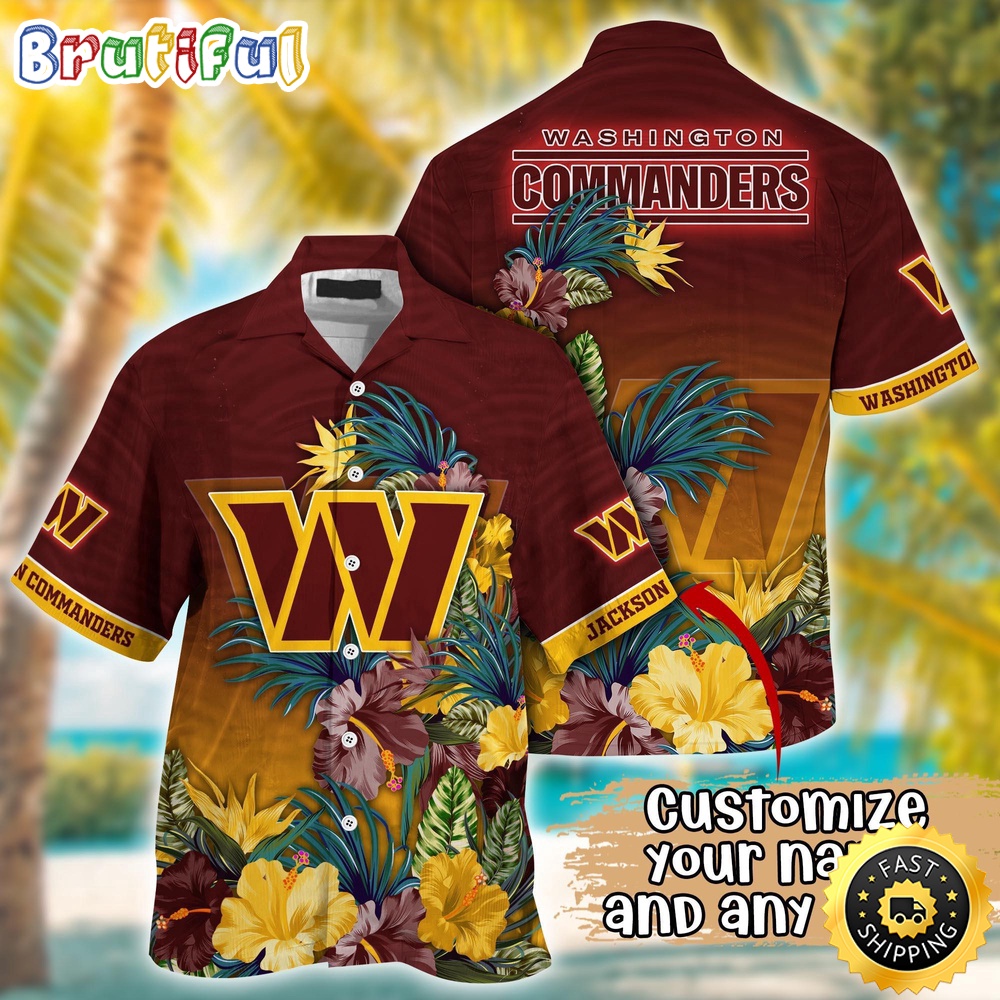 Customized NFL Washington Commanders Hawaii Shirt Tropical Flower Aloha Shirt