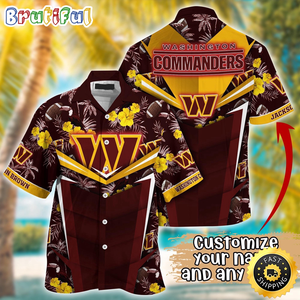 Customized NFL Washington Commanders Hawaiian Shirt Summer Football Aloha Shirt For Fans