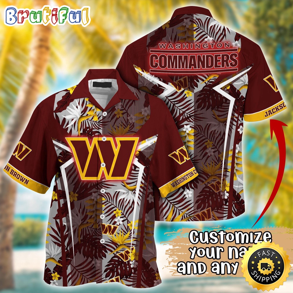 Customized NFL Washington Commanders Hawaiian Shirt Summer Football Tropical Shirt