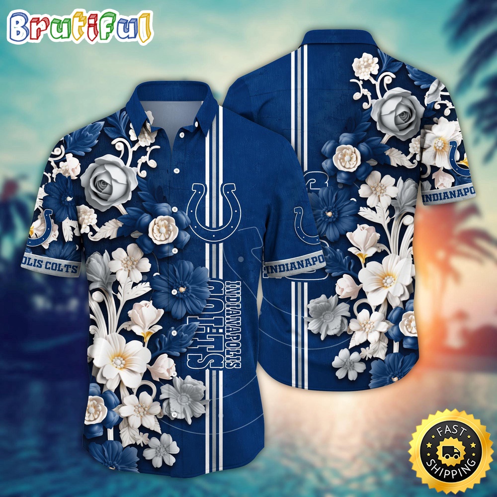Indianapolis Colts Hawaii Shirt  Flower Aloha Shirt For Football Fans