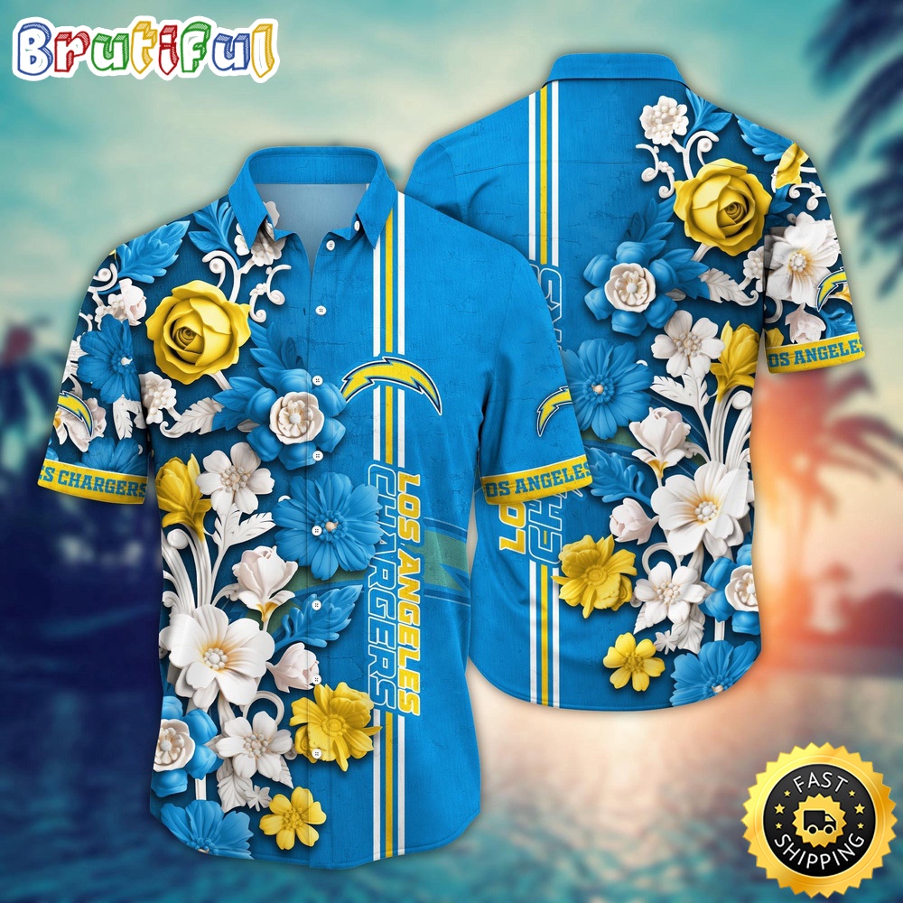 Los Angeles Chargers Hawaii Shirt  Flower Aloha Shirt For Football Fans