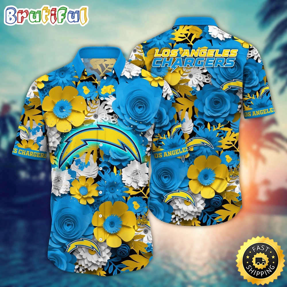 Los Angeles Chargers Hawaii Shirt  Flower Colorful Coastal Wear