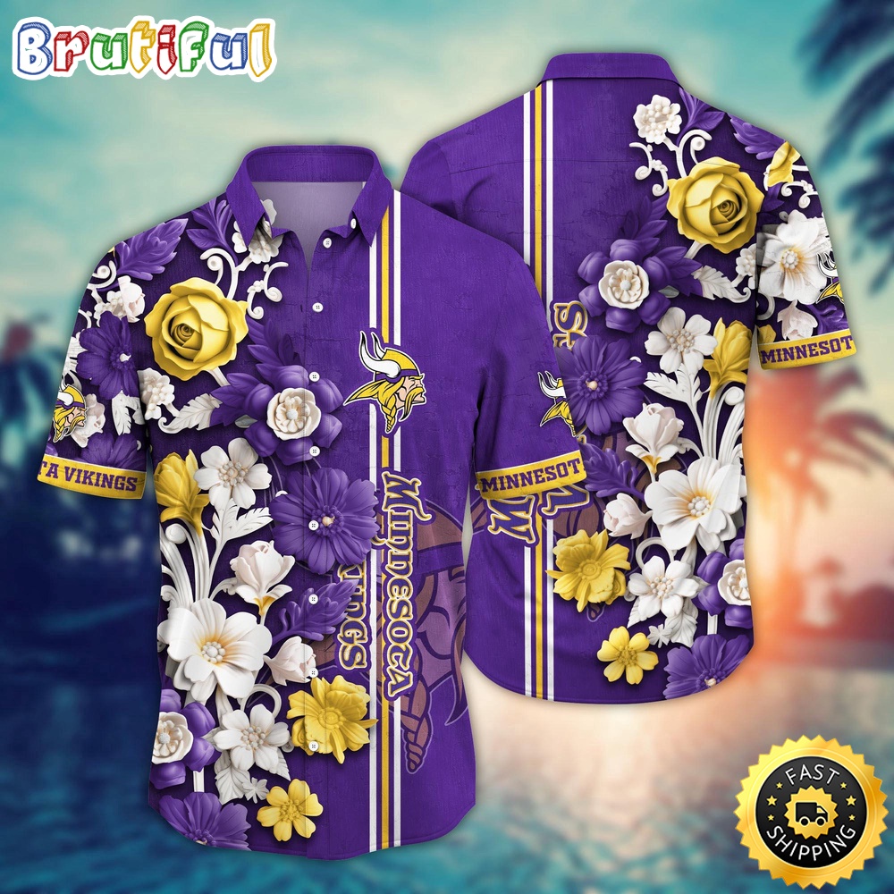 Minnesota Vikings Hawaii Shirt  Flower Aloha Shirt For Football Fans