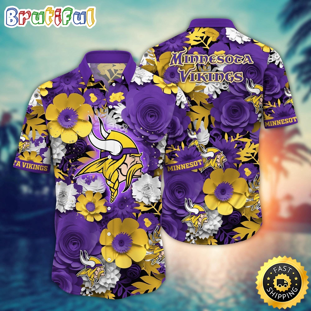 Minnesota Vikings Hawaii Shirt  Flower Colorful Coastal Wear